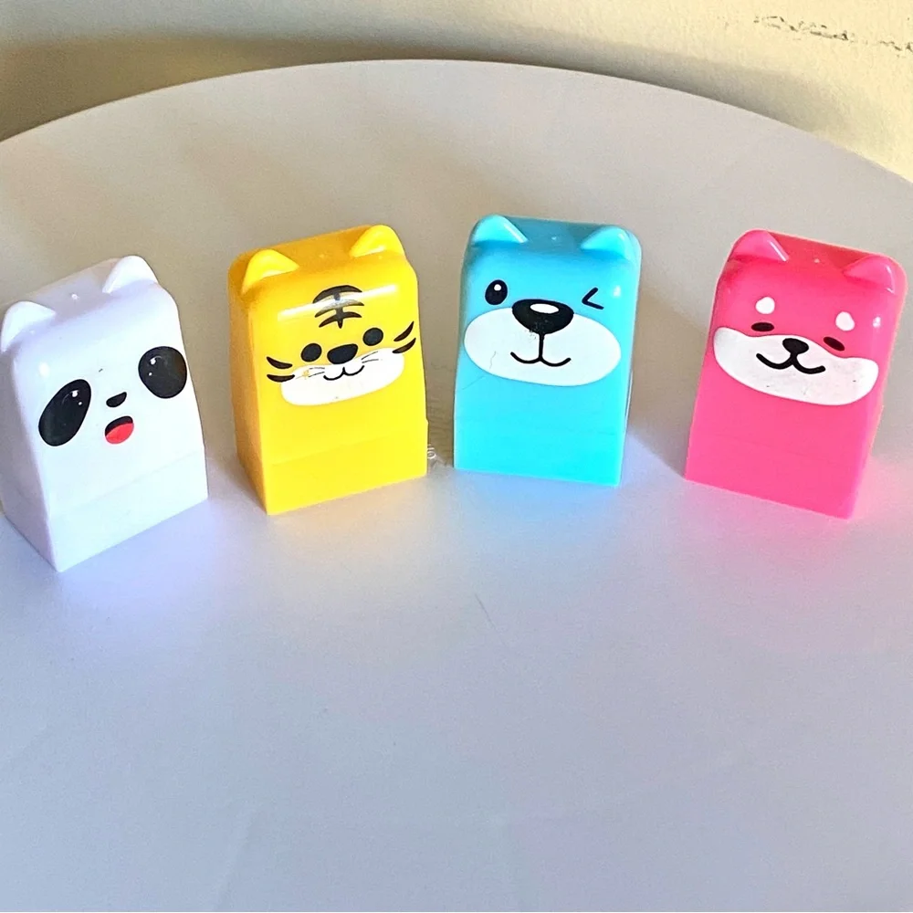 5/$25 Lip Balm 4pc animal set pink white blue and yellow scented fruits brand
